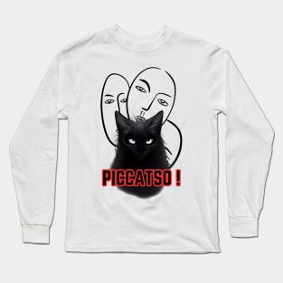 Piccatso! Picasso famous painter Artist black cat art work master piece Long Sleeve T-Shirt